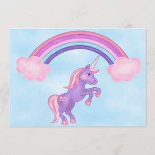 Unicorn en Rainbow Birthday Uitnodiging