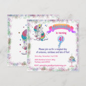 Unicorn en Rainbow Glitter Birthday Kaart (Voorkant / Achterkant)