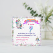 Unicorn en Rainbow Glitter Birthday Kaart (Staand voorkant)