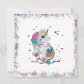 Unicorn en Rainbow Glitter Birthday Kaart (Achterkant)