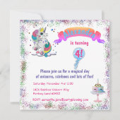 Unicorn en Rainbow Glitter Birthday Kaart (Voorkant)