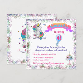 Unicorn en Rainbow Glitter Birthday Kaart