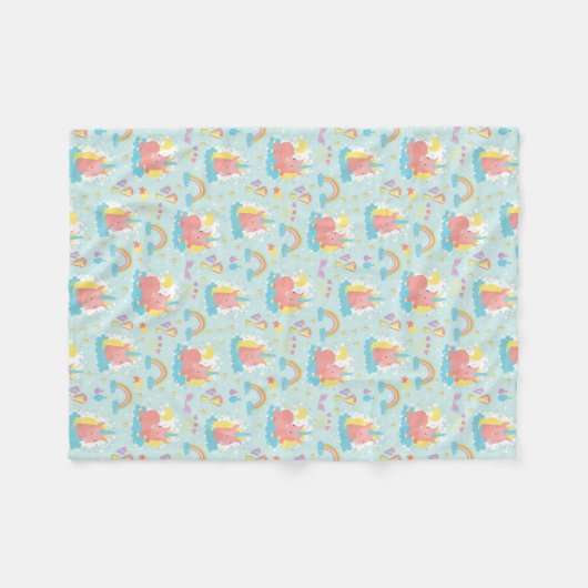 Unicorn en Rainbow Pattern Fleece Deken (Voorkant (Horizontaal))