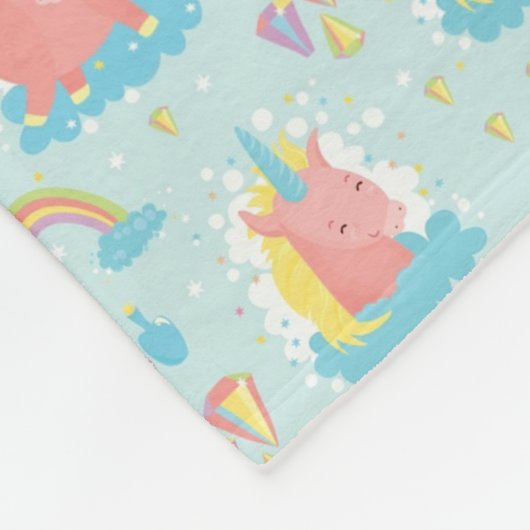 Unicorn en Rainbow Pattern Fleece Deken (Hoek)