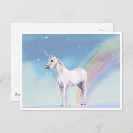 Unicorn en Rainbow Starry Heavens Briefkaart (Voorkant / Achterkant)