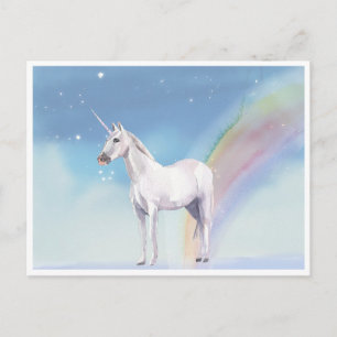 Unicorn en Rainbow Starry Heavens Briefkaart