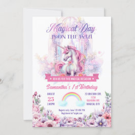 Unicorn en Rainbows Birthday Party Invitation Kaart