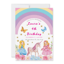 Unicorn en Rainbows Birthday Party Invitation