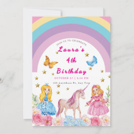 Unicorn en Rainbows Birthday Party Invitation Kaart