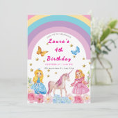 Unicorn en Rainbows Birthday Party Invitation Kaart (Staand voorkant)