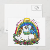 Unicorn en regenboog briefkaart (Voorkant / Achterkant)
