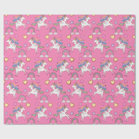 Unicorn en regenboog cadeaupapier (Vlak)