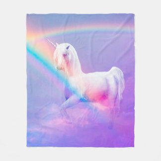 Unicorn en regenboog fleece deken
