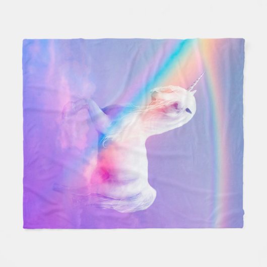 Unicorn en regenboog fleece deken (Voorkant (Horizontaal))