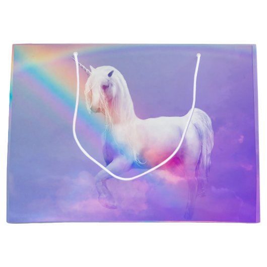 Unicorn en regenboog groot cadeauzakje (Voorkant)