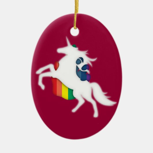 Unicorn en regenboog keramisch ornament (Voorkant)