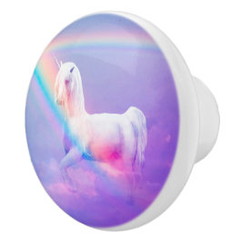 Unicorn en regenboog keramische knop