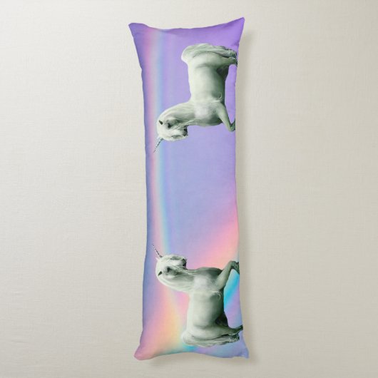 Unicorn en regenboog lichaamskussen (Achterkant (Verticaal))