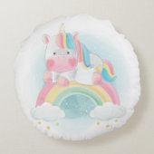 Unicorn en regenboog rond kussen (Achterkant)