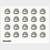 Unicorn en regenboog ronde sticker (Vel)