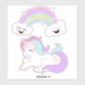 Unicorn en regenboog sticker (Vel)