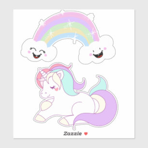 Unicorn en regenboog sticker