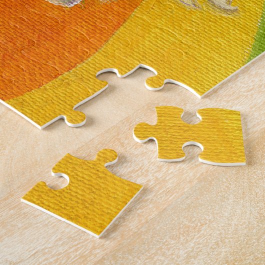 Unicorn en regenboogpuzzel legpuzzel (Zijkant)