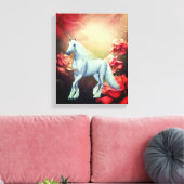 Unicorn en Rozen Fantasy Horse Art Canvas Afdruk (Insitu (Woonkamer))