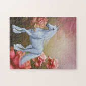 Unicorn en Rozen Fantasy Horse Art Legpuzzel (Horizontaal)