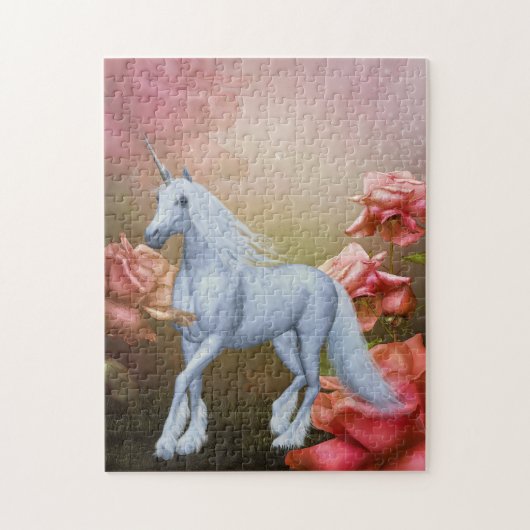 Unicorn en Rozen Fantasy Horse Art Legpuzzel (Verticaal)