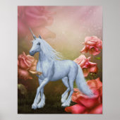 Unicorn en Rozen Fantasy Horse Art Poster (Voorkant)