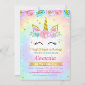 Unicorn en Rozen Kinderen Uitnodiging op zaterdag (Voorkant)