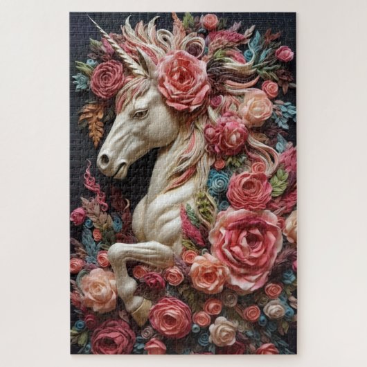Unicorn en Rozen Legpuzzel (Verticaal)