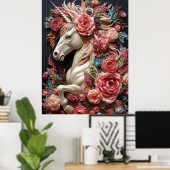 Unicorn en Rozen Poster (Thuiskantoor)