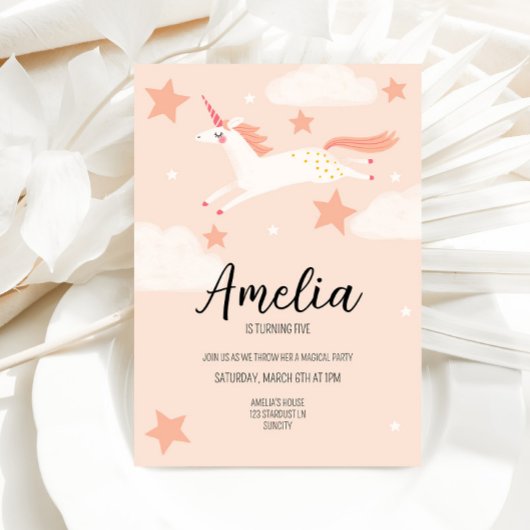 Unicorn en Stars Birthday Kaart