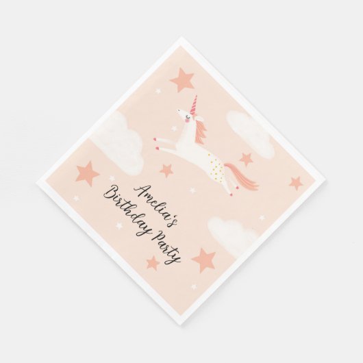 Unicorn en Stars Birthday Servet (Hoek)