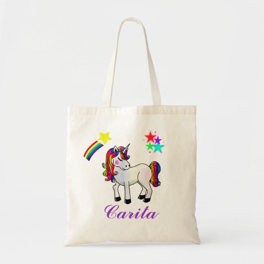 Unicorn en Stars Persoonlijke Canvas tas (Voorkant)