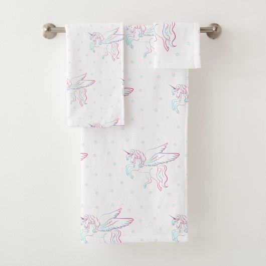 Unicorn en sterren, toilethanddoekset bad handdoek (Insitu)