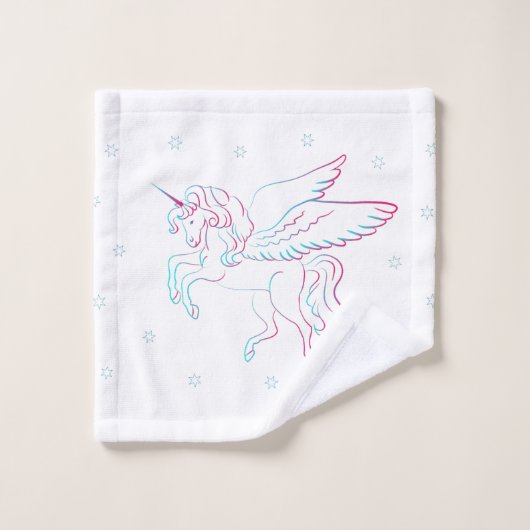 Unicorn en sterren, toilethanddoekset bad handdoek (Wasdoekje)
