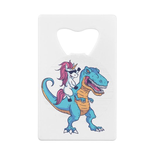 Unicorn en T-Rex Creditkaart Flessenopener (Achterkant)
