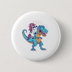 Unicorn en T-Rex Ronde Button 5,7 Cm