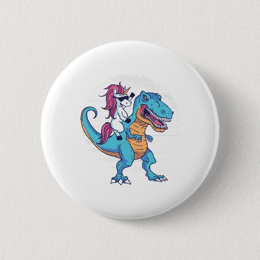 Unicorn en T-Rex Ronde Button 5,7 Cm (Voorkant)