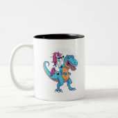 Unicorn en T-Rex Tweekleurige Koffiemok (Links)