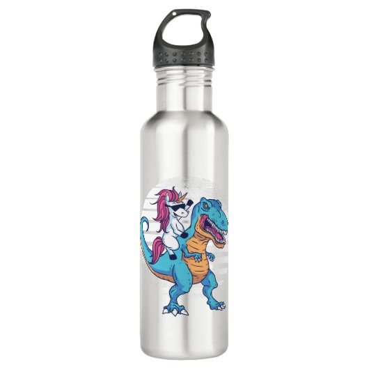 Unicorn en T-Rex Waterfles (Voorkant)