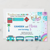 Unicorn en traint een uitnodiging voor de verjaard (Voorkant)