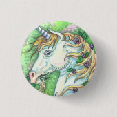 UNICORN EN VIOLETS, FANTASY HORSE BUTTON Pin (Voorkant)
