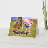 Unicorn en Vrienden gepersonaliseerde verjaardag Kaart (Voorkant)