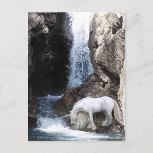 Unicorn en Waterval Briefkaart (Voorkant)