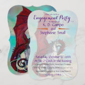Unicorn Engagement Party Invitation Dragon Red Kaart (Voorkant / Achterkant)