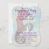 Unicorn Engagement Party Invitation Dragon Red Kaart (Voorkant)